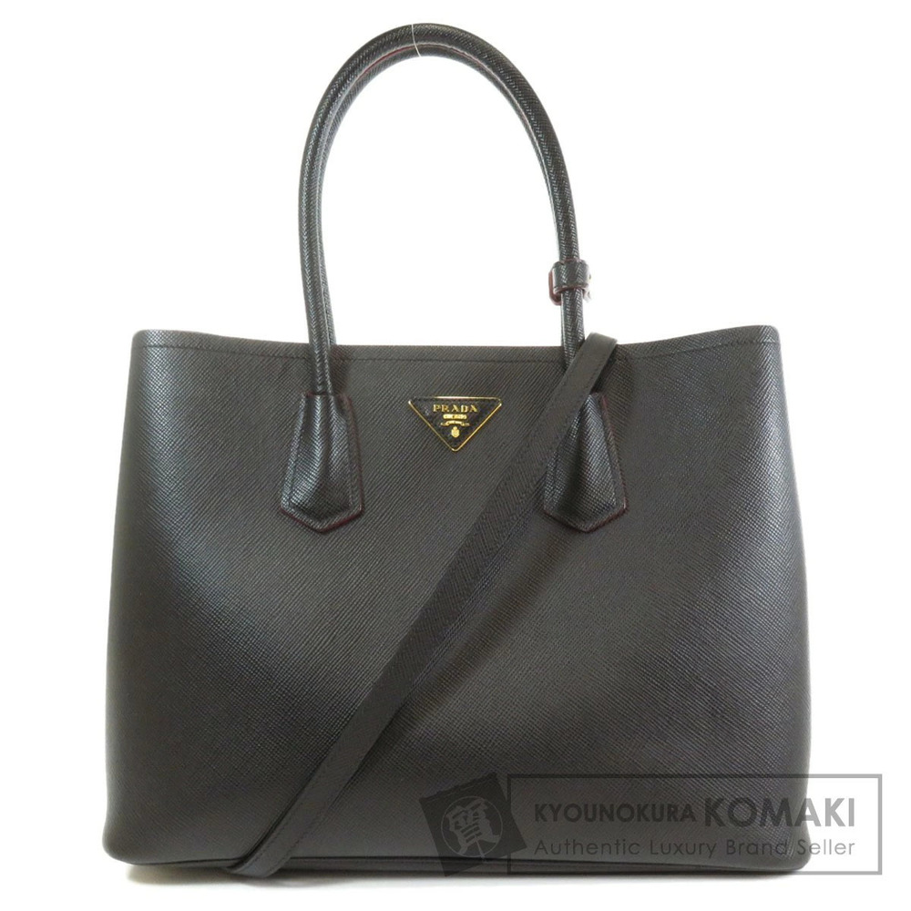 Prada Black Saffiano Leather Cuir Double Tote Bag